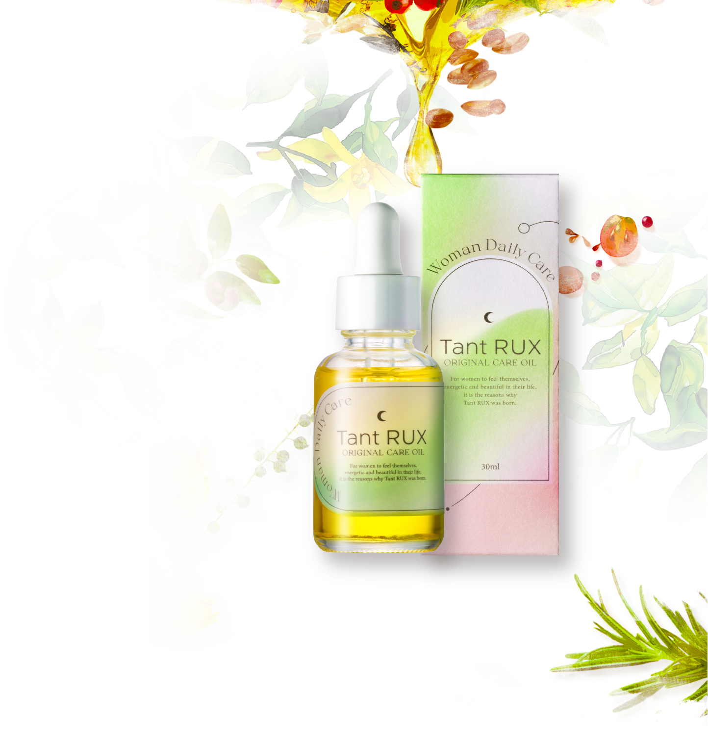 「神の木」からとれる「マルラオイル」。29種の天然オイルを日本人の肌に合うように<br>テクスチャ、香りにこだわって調合。