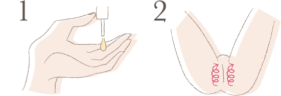 フェミニンゾーンのセルフマッサージでお肌を整え、うるおいを与えます。