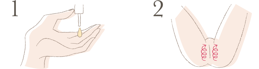 フェミニンゾーンのセルフマッサージでお肌を整え、うるおいを与えます。