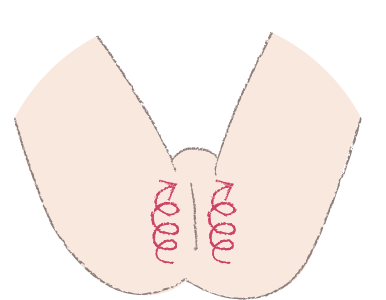 2その後、くるくると円を描くようにマッサージすることで、お肌をやわらかく保ちます。お風呂あがりのケアがおすすめです。
