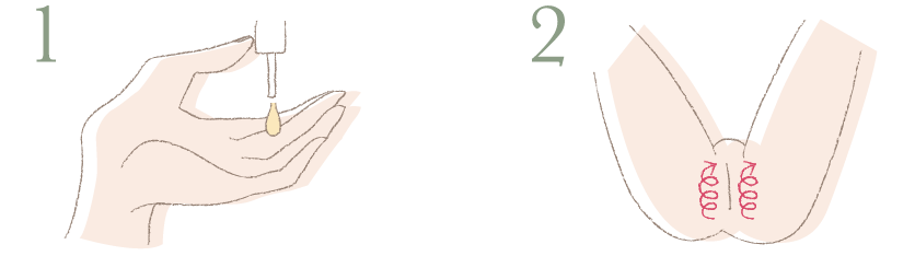 フェミニンゾーンのセルフマッサージでお肌を整え、うるおいを与えます。